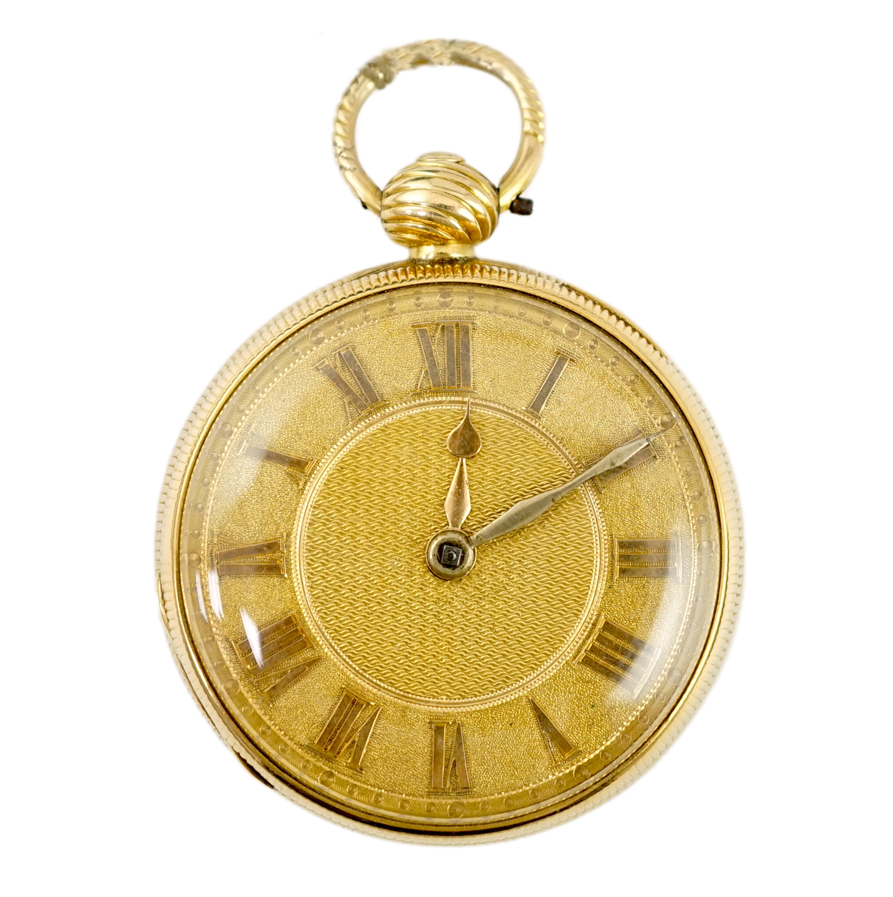 A George III engine turned 18ct gold open face pocket watch, by Young & Sons, Newcastle on Tyne